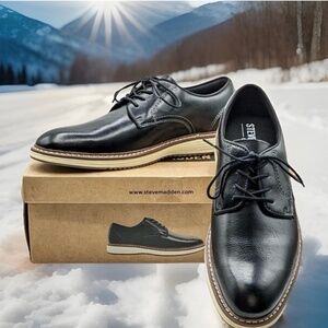 Steve Madden Men's P-Jansen Black Oxfords Comfy Professional Work Shoes Size 13